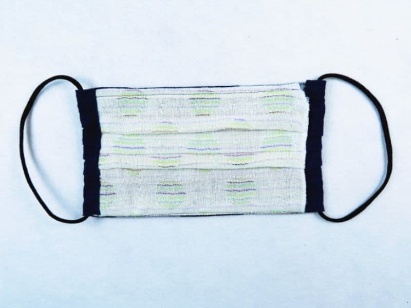 京都西陣“つぶら”なマスク　縞矢絣(しまがすり)織裏面