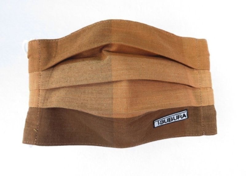 京都西陣“つぶら”なマスク　柿渋格子織