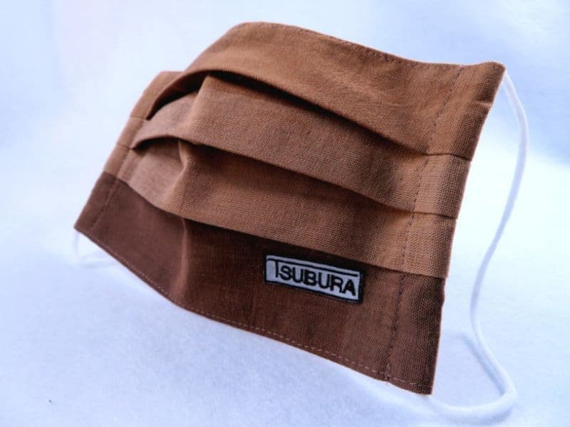 京都西陣“つぶら”なマスク　柿渋格子織