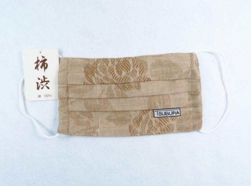 京都西陣“つぶら”なマスク　柿渋バラ織