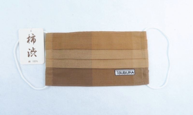 “つぶら”なマスク柿渋格子織