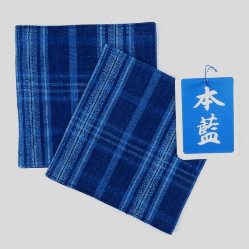 藍染めコースター格子さん