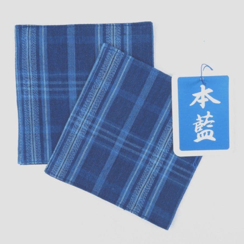 藍染めコースター格子さん