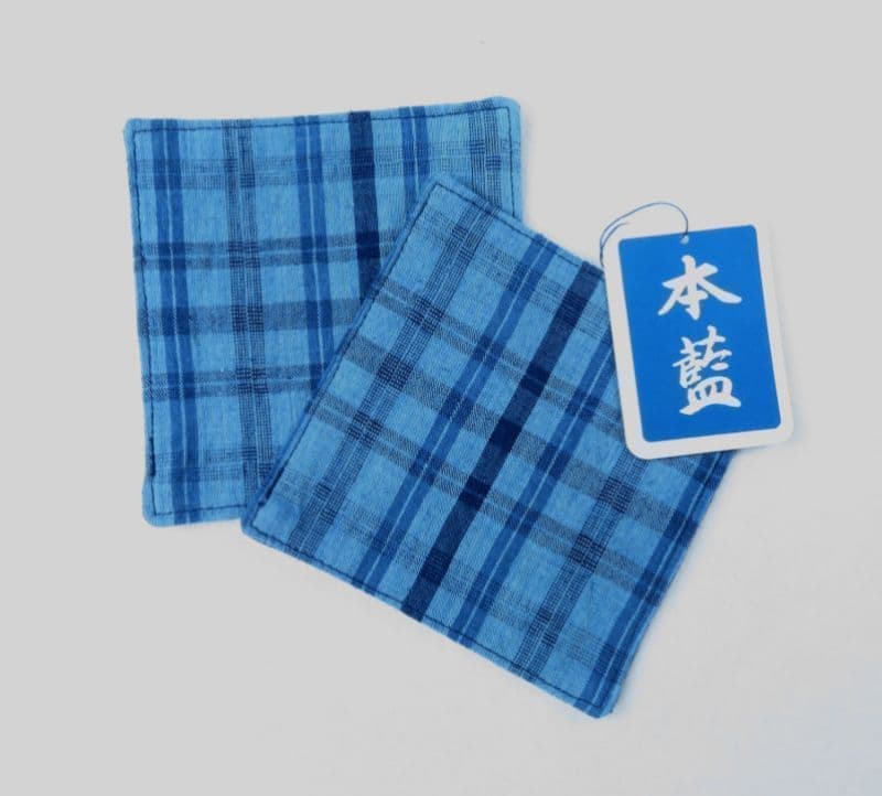 藍染め【コースター】薄格子さん