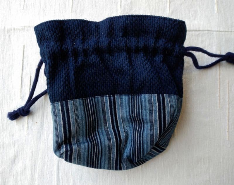 藍染め【巾着】こっぽりさん　裏側