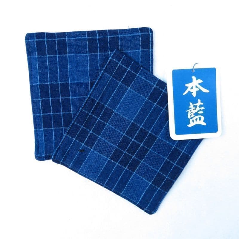 藍染めコースター大チェックさん