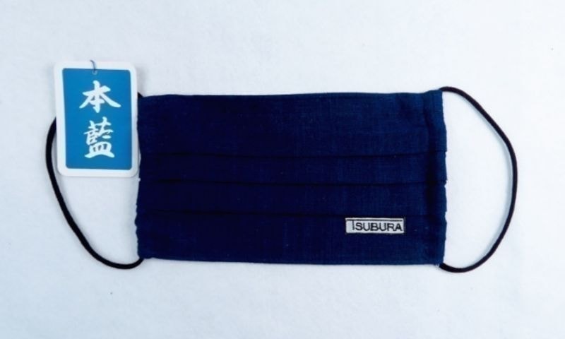 “つぶら”なマスク藍平織